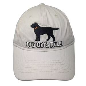 Old Guys Rule Baseball Cap Beige One Size Slideback Dog Embroidered Cotton Hat